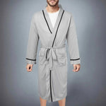 Men's Fashion Style Store Grey / XL / CHINA Mens Cotton Bathrobe Spring And Summer Solid Color Lace-Up Men's Pajamas Home Wear Long Sleeve Male Bathrobe Dressing Night Gown