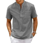 Men's Fashion Style Store GRAY / US 3XL 100-110KG Cotton Linen Shirt Men