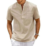 Men's Fashion Style Store Khaki / US 3XL 100-110KG Cotton Linen Shirt Men