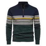 Men's Fashion Style Store Navy / EUR XL 90-100kg 2023 New Autumn High Quality Zipper Pullers Men Warm Winter Cotton Sweaters for Men Ethnic Patterns Casual Mens Sweater