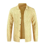 Men's Fashion Style Store Yellow / L Winter Jacket Loose Mens Jacquard Knitted Cardigan
