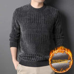 Men's Fashion Style Store Autumn Winter O Neck Loose Casual Sweater Male Thick Warm Add Plush Jumpers Hombre Solid Color All-match Bottoming Knitting Top