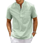 Men's Fashion Style Store green / US 3XL 100-110KG Cotton Linen Shirt Men