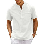 Men's Fashion Style Store WHITE / US L 70-80 KG Cotton Linen Shirt Men