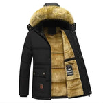 Men's Fashion Style Store Black / 2XL New Men Winter Autumn With Thick Warm Hooded Fur Collar Coat