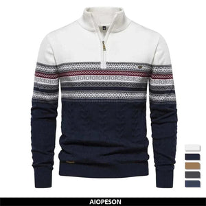  Men's Fashion Style Store 2023 New Autumn High Quality Zipper Pullers Men Warm Winter Cotton Sweaters for Men Ethnic Patterns Casual Mens Sweater