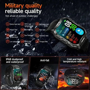  Men's Fashion Style Store 2024 New For Xiaomi Military Smart Watch Men Outdoor Sports Flashlight Fitness Watches Health Monitor 1.96" BT Call Smartwatch