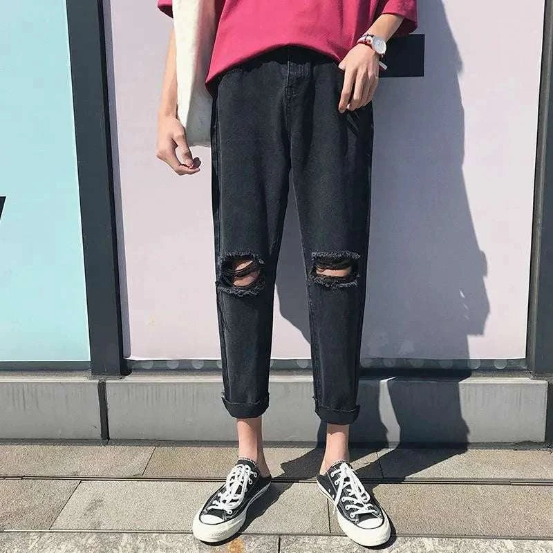 BLACK RIPPED JEANS -  Men's Fashion Style Store