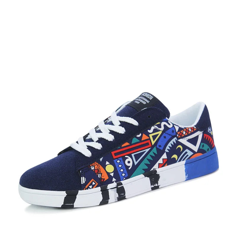 GRAFFITI LACE-UP SNEAKERS -  Men's Fashion Style Store