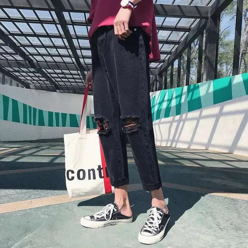 BLACK RIPPED JEANS -  Men's Fashion Style Store