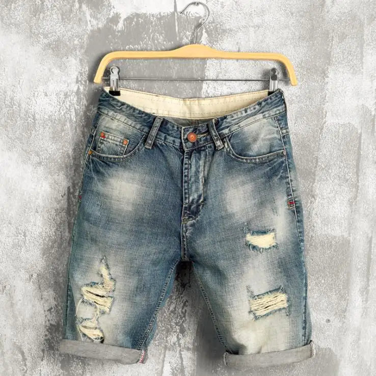 SUMMER RIPPED DENIM SHORTS -  Men's Fashion Style Store