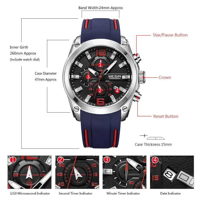 CHRONOGRAPH ANALOG LUMINOUS WATCH -  Men's Fashion Style Store