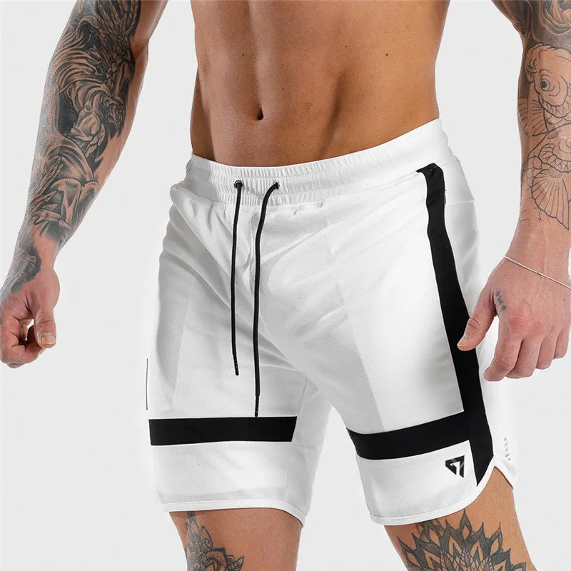 WHITE FITNESS SHORTS -  Men's Fashion Style Store