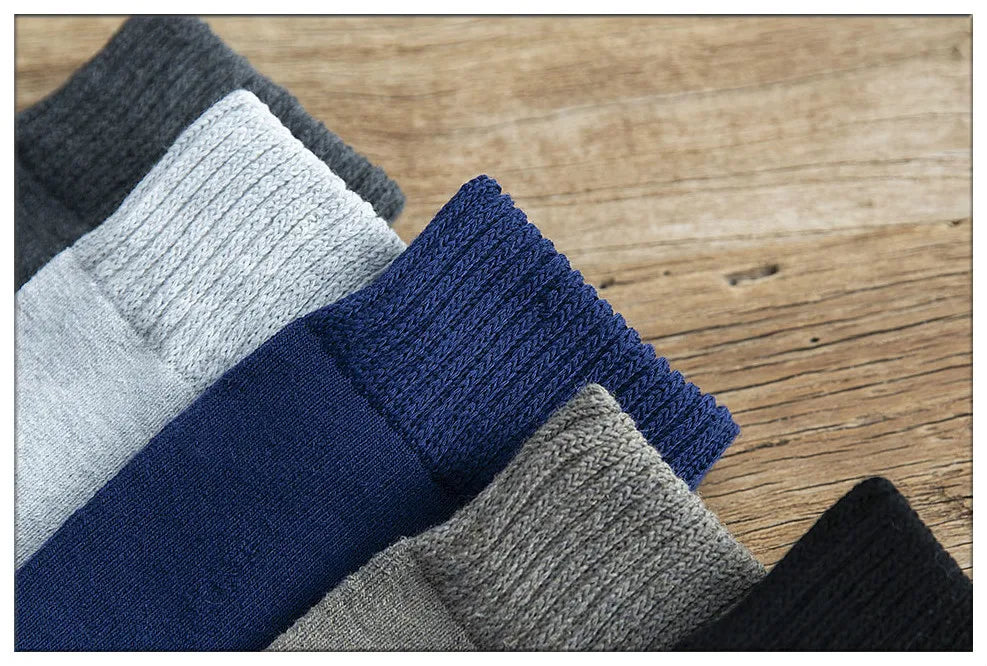 Winter Men's New High-Grade Thick Warm Solid Color Wool Material Fashion Casual Calf Long Socks 3 Pair