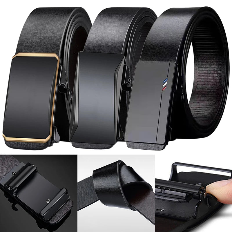 PU LEATHER AUTOMATIC BELT BUCKLE -  Men's Fashion Style Store