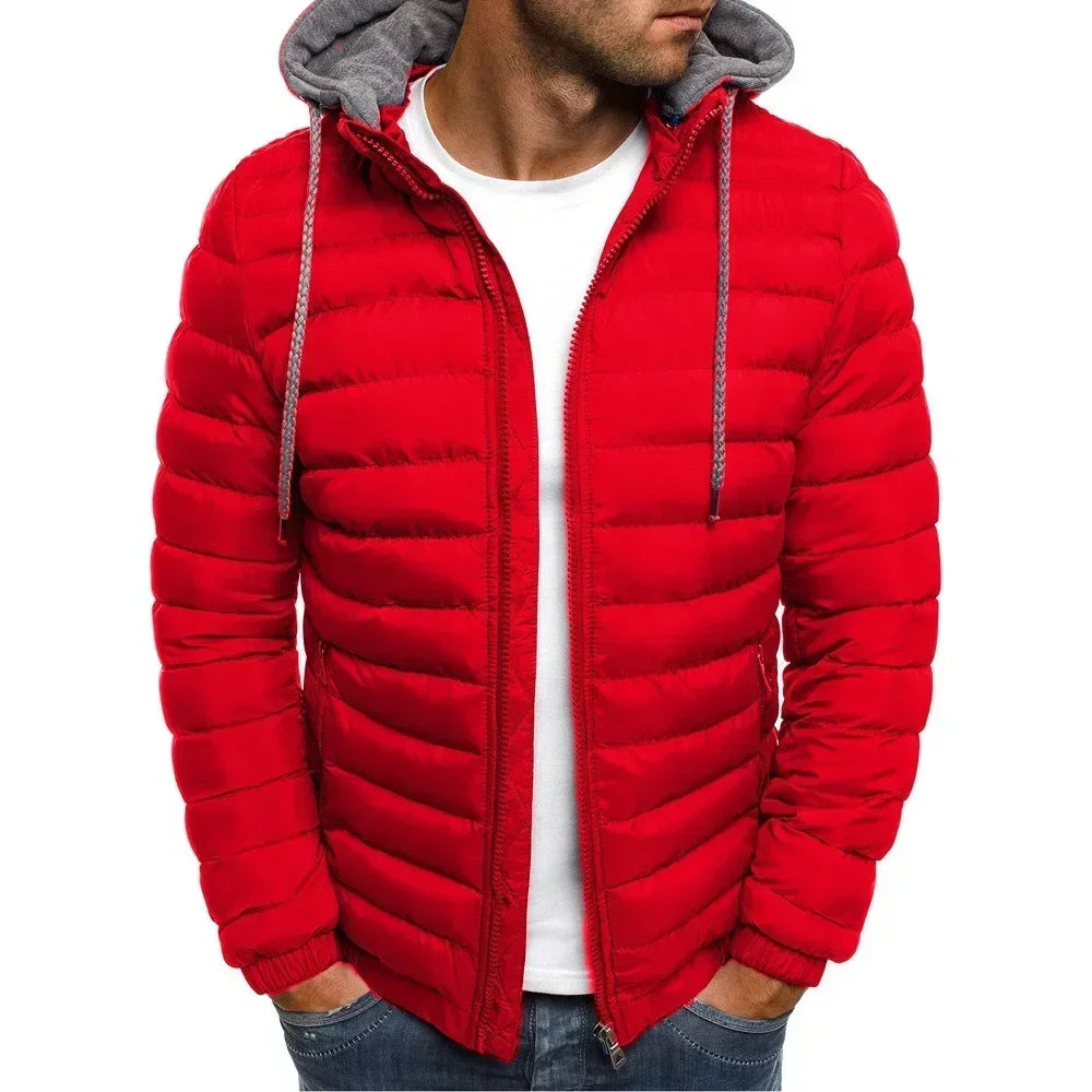 New Autumn Winter Men's Parkas Solid Hooded Cotton Coat Jacket Casual Warm Clothes Mens Overcoat Streetwear Puffer Jacket Male