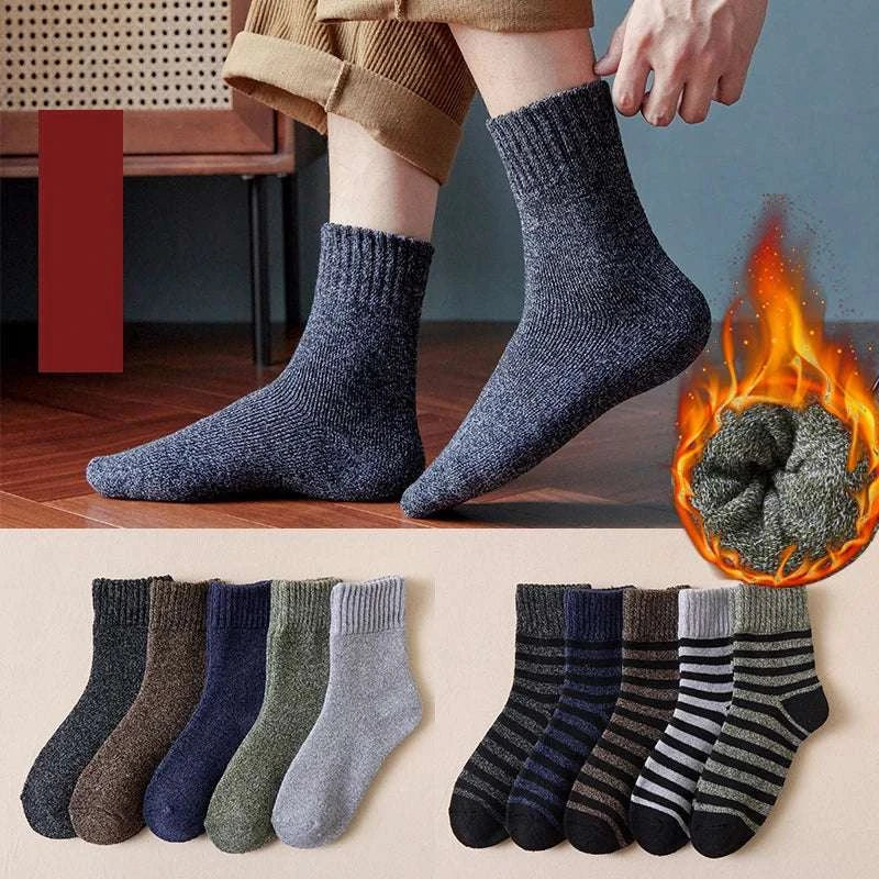 Men Thick Thermal Wool Socks Man Winter Warm Merino Wool Rabbit Solid High Quality Socks Male Cotton Casual Super Thicker Sock