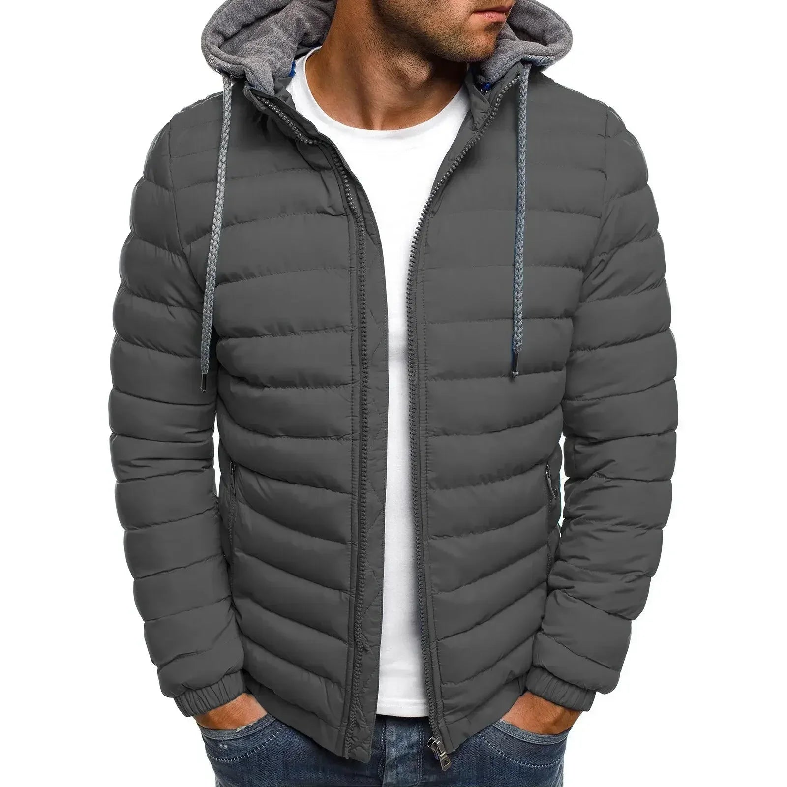 New Autumn Winter Men's Parkas Solid Hooded Cotton Coat Jacket Casual Warm Clothes Mens Overcoat Streetwear Puffer Jacket Male