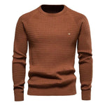  Men's Fashion Style Store coffee / EUR M 70-80kg AIOPESON 100% Cotton Men Sweaters Soild Color O-neck High Quality Mesh Pullovers Male New Winter Autumn Basic Sweaters for Men