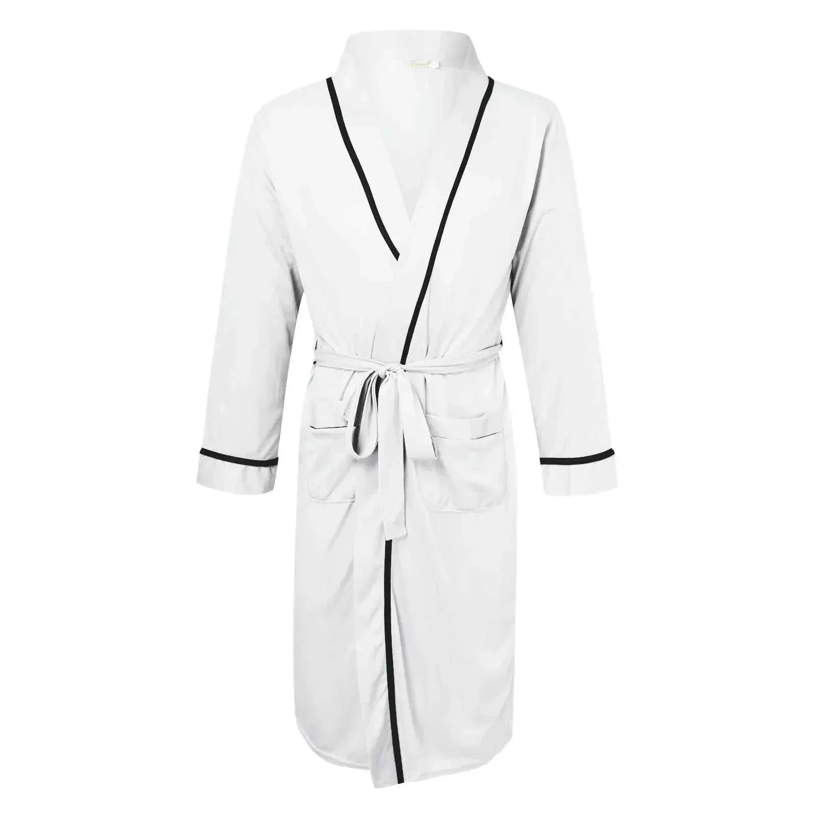 Mens Cotton Bathrobe Spring And Summer Solid Color Lace-Up Men's Pajamas Home Wear Long Sleeve Male Bathrobe Dressing Night Gown