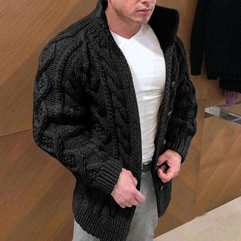 winter knitted cardigans, designed Loose Men Jacquard Knitted Cardigan