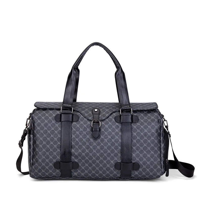 BLACK PU LEATHER GYM BAG