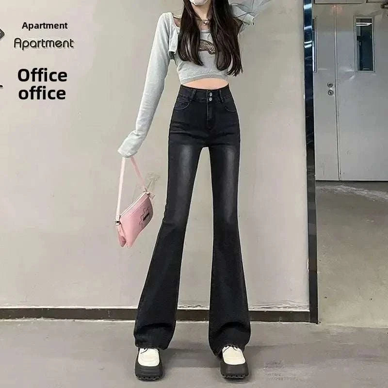 Black Grey High-Waisted Slimming Jeans For Women Spring Autumn 2024 New Style Slim Fit Trousers Smooth Out Your Silhouette Versa