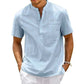 Men's Fashion Style Store Light Blue / US 3XL 100-110KG Cotton Linen Shirt Men