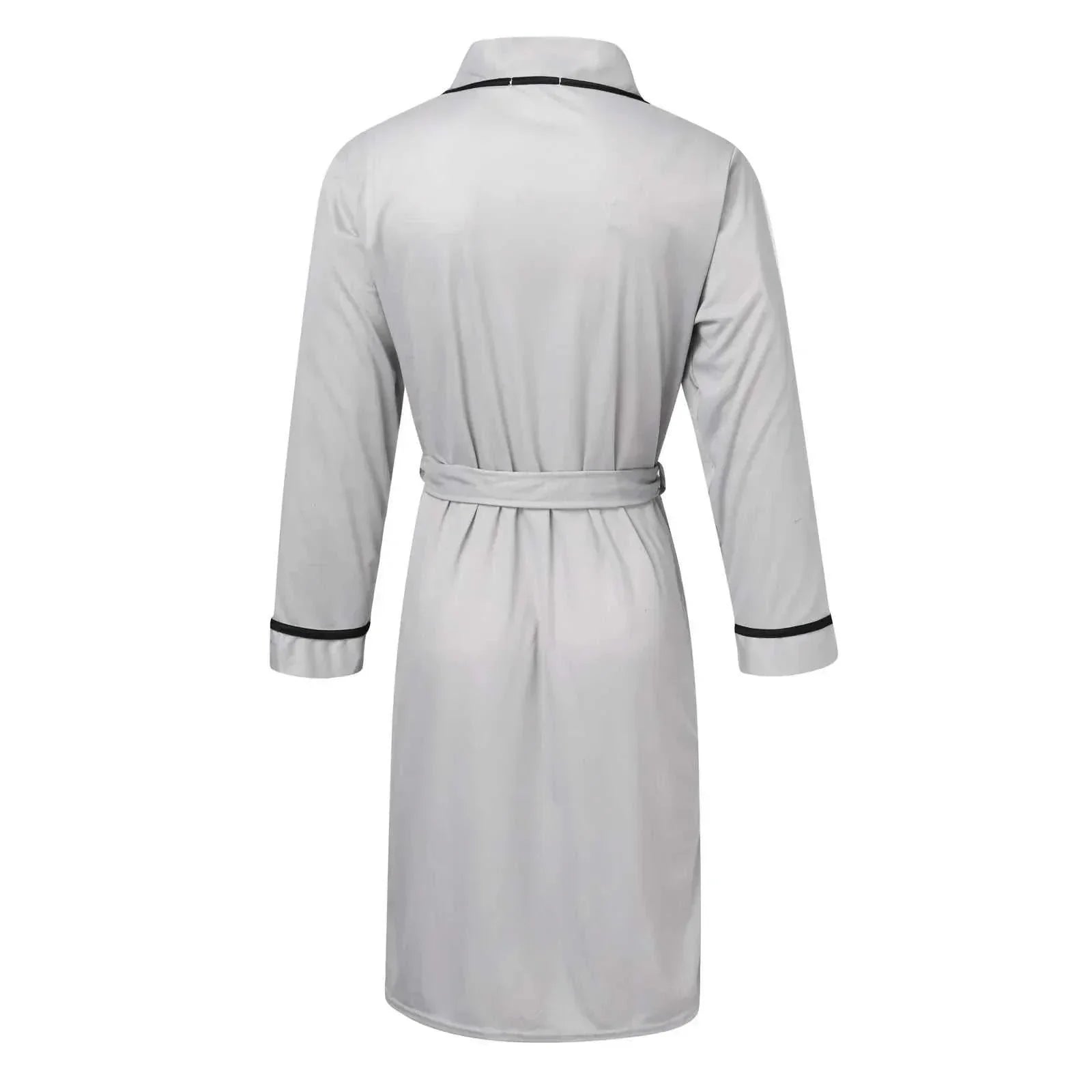 Mens Cotton Bathrobe Spring And Summer Solid Color Lace-Up Men's Pajamas Home Wear Long Sleeve Male Bathrobe Dressing Night Gown