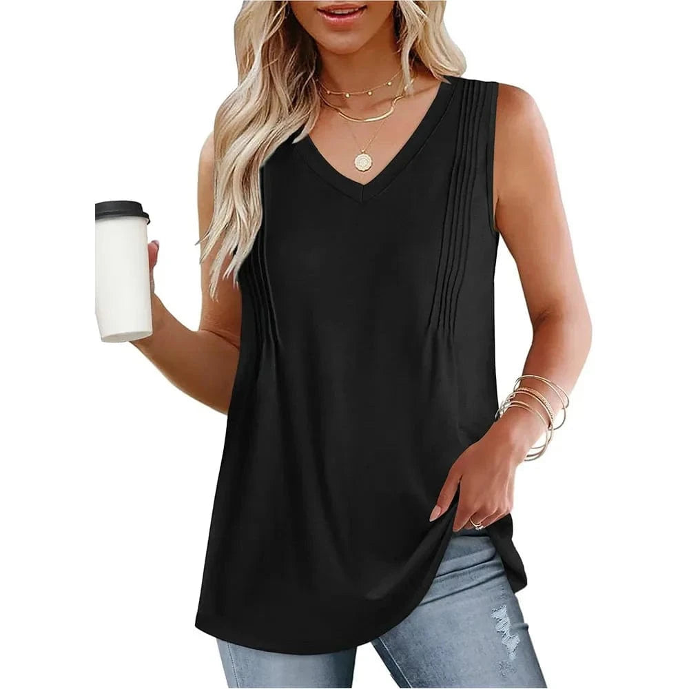  Men's Fashion Style Store black / L Summer Pleated Tank Tops