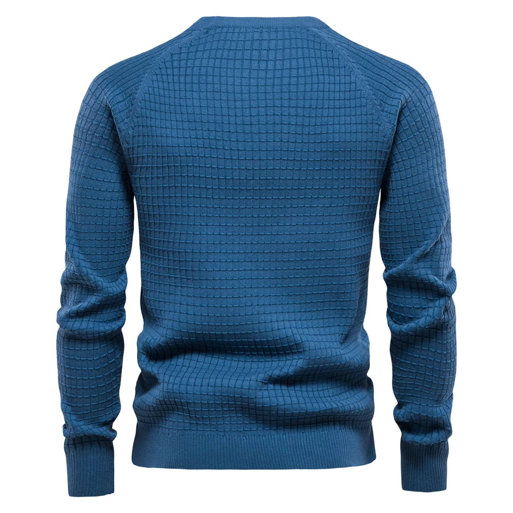 AIOPESON 100% Cotton Men Sweaters Soild Color O-neck High Quality Mesh Pullovers Male New Winter Autumn Basic Sweaters for Men