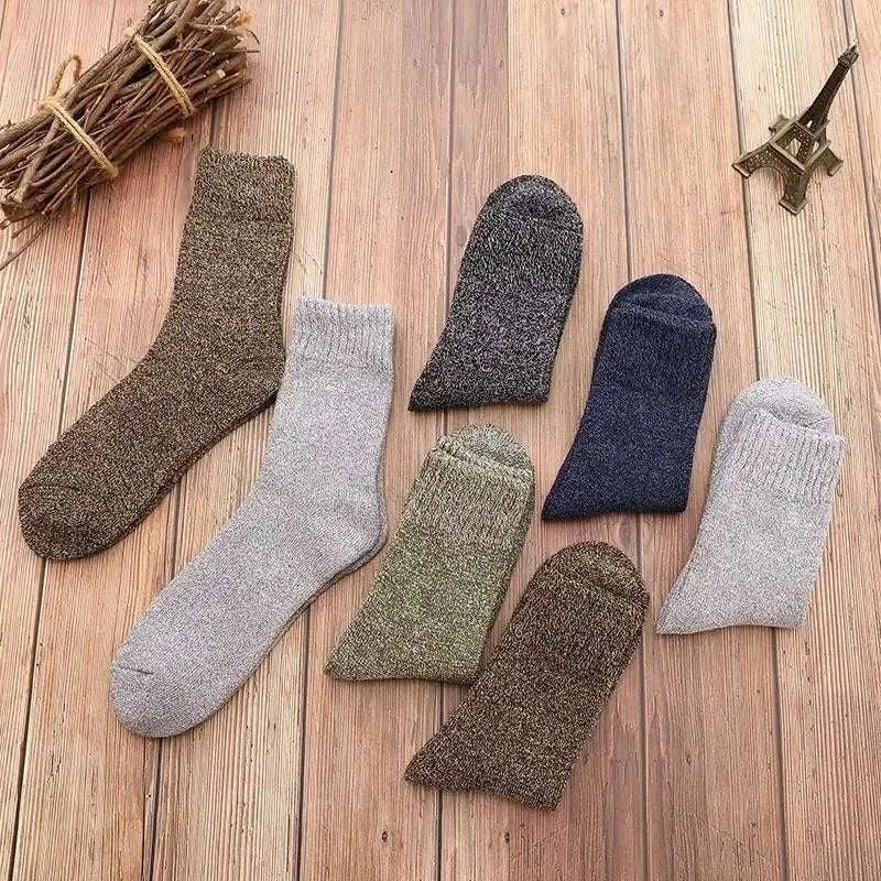 Men Thick Thermal Wool Socks Man Winter Warm Merino Wool Rabbit Solid High Quality Socks Male Cotton Casual Super Thicker Sock