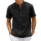  Men's Fashion Style Store black / US XXL 90-100 KG Cotton Linen Shirt Men