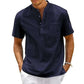  Men's Fashion Style Store Navy Blue / US S 50-60 KG Cotton Linen Shirt Men