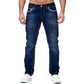  Men's Fashion Style Store Dark blue / XXL Men Jeans Solid Pockets Stretch Denim