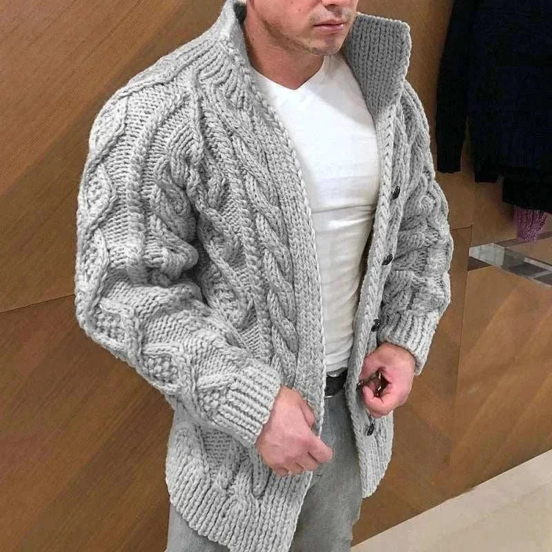 winter knitted cardigans, designed Loose Men Jacquard Knitted Cardigan