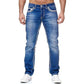  Men's Fashion Style Store Llight blue / XXL Men Jeans Solid Pockets Stretch Denim