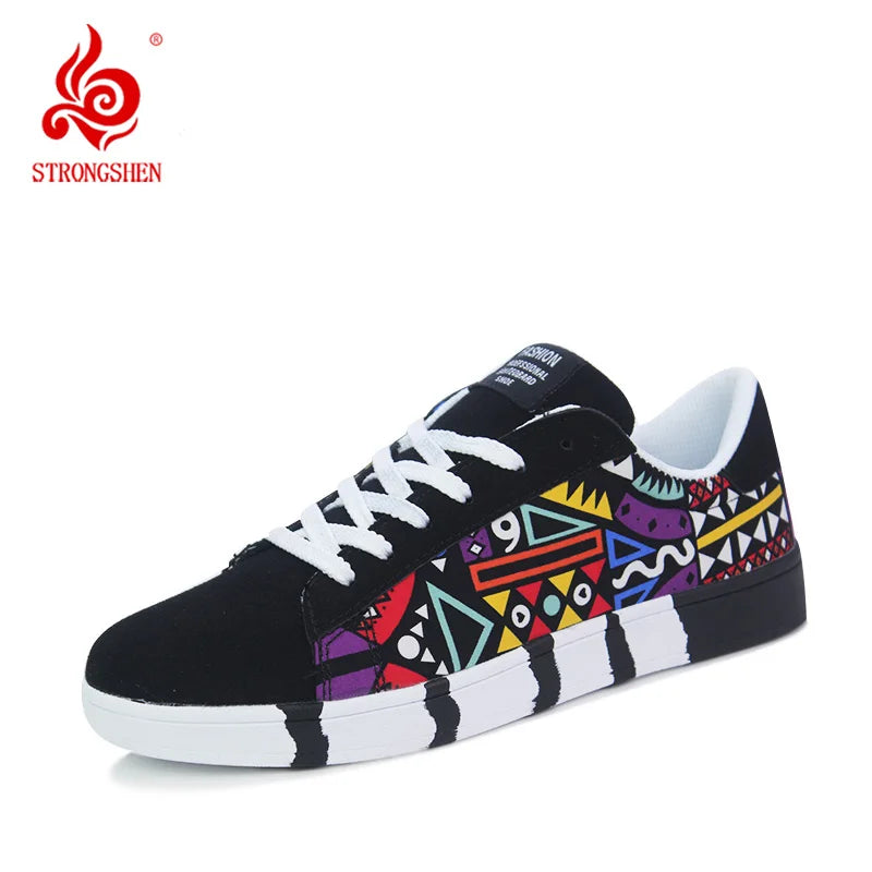 GRAFFITI LACE-UP SNEAKERS -  Men's Fashion Style Store