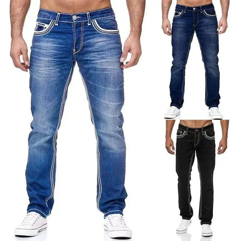  Men's Fashion Style Store Men Jeans Solid Pockets Stretch Denim