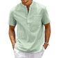  Men's Fashion Style Store green / US 3XL 100-110KG Cotton Linen Shirt Men