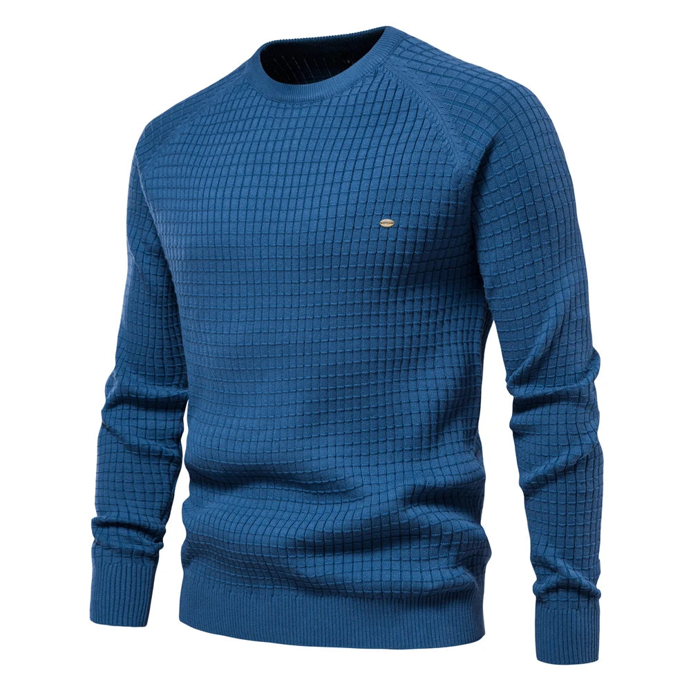 AIOPESON 100% Cotton Men Sweaters Soild Color O-neck High Quality Mesh Pullovers Male New Winter Autumn Basic Sweaters for Men