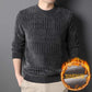  Men's Fashion Style Store Dark Grey / 4XL Autumn Winter O Neck Loose Casual Sweater Male Thick Warm Add Plush Jumpers Hombre Solid Color All-match Bottoming Knitting Top