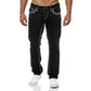  Men's Fashion Style Store Black / XXL Men Jeans Solid Pockets Stretch Denim