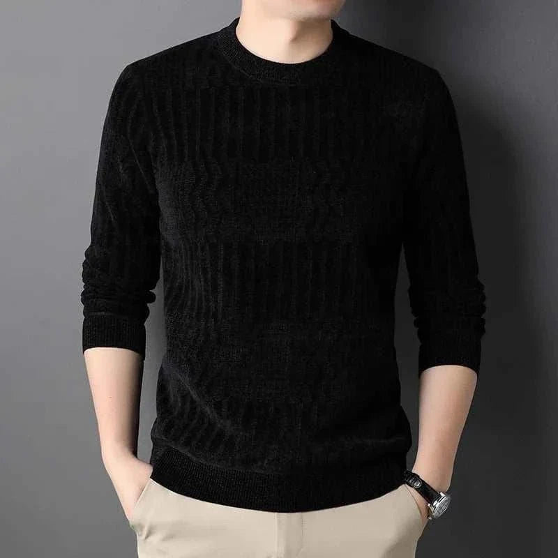  Men's Fashion Style Store Autumn Winter O Neck Loose Casual Sweater Male Thick Warm Add Plush Jumpers Hombre Solid Color All-match Bottoming Knitting Top