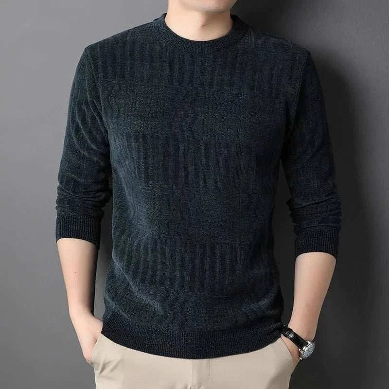  Men's Fashion Style Store Autumn Winter O Neck Loose Casual Sweater Male Thick Warm Add Plush Jumpers Hombre Solid Color All-match Bottoming Knitting Top
