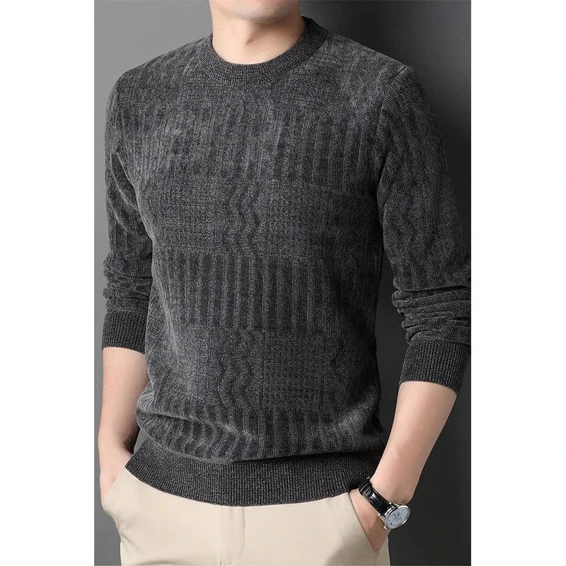  Men's Fashion Style Store Autumn Winter O Neck Loose Casual Sweater Male Thick Warm Add Plush Jumpers Hombre Solid Color All-match Bottoming Knitting Top