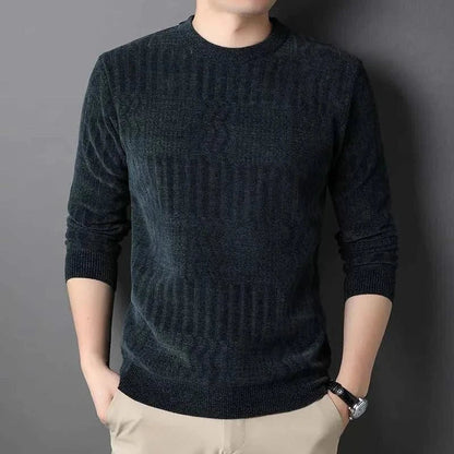  Men's Fashion Style Store Green / 2XL Autumn Winter O Neck Loose Casual Sweater Male Thick Warm Add Plush Jumpers Hombre Solid Color All-match Bottoming Knitting Top