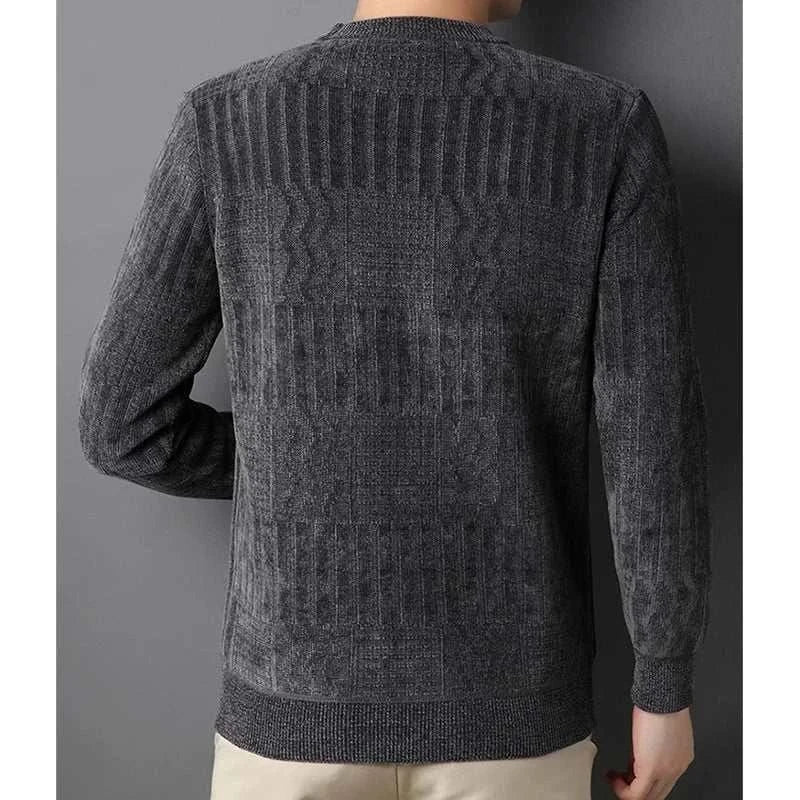  Men's Fashion Style Store Autumn Winter O Neck Loose Casual Sweater Male Thick Warm Add Plush Jumpers Hombre Solid Color All-match Bottoming Knitting Top