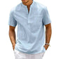 Men's Fashion Style Store Light Blue / US 3XL 100-110KG Cotton Linen Shirt Men