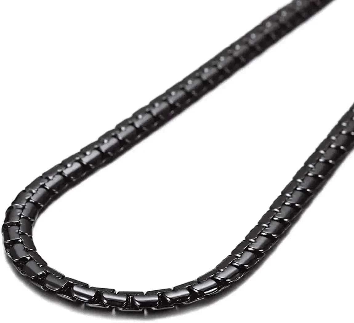 MensFashionStyleStore FLAT BLOCK CHAIN STEEL NECKLACE